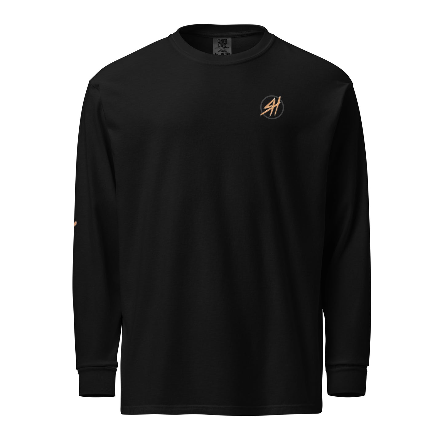 SideHit Vintage Logo Long Sleeve in Black – garment-dyed graphic long sleeve shirt