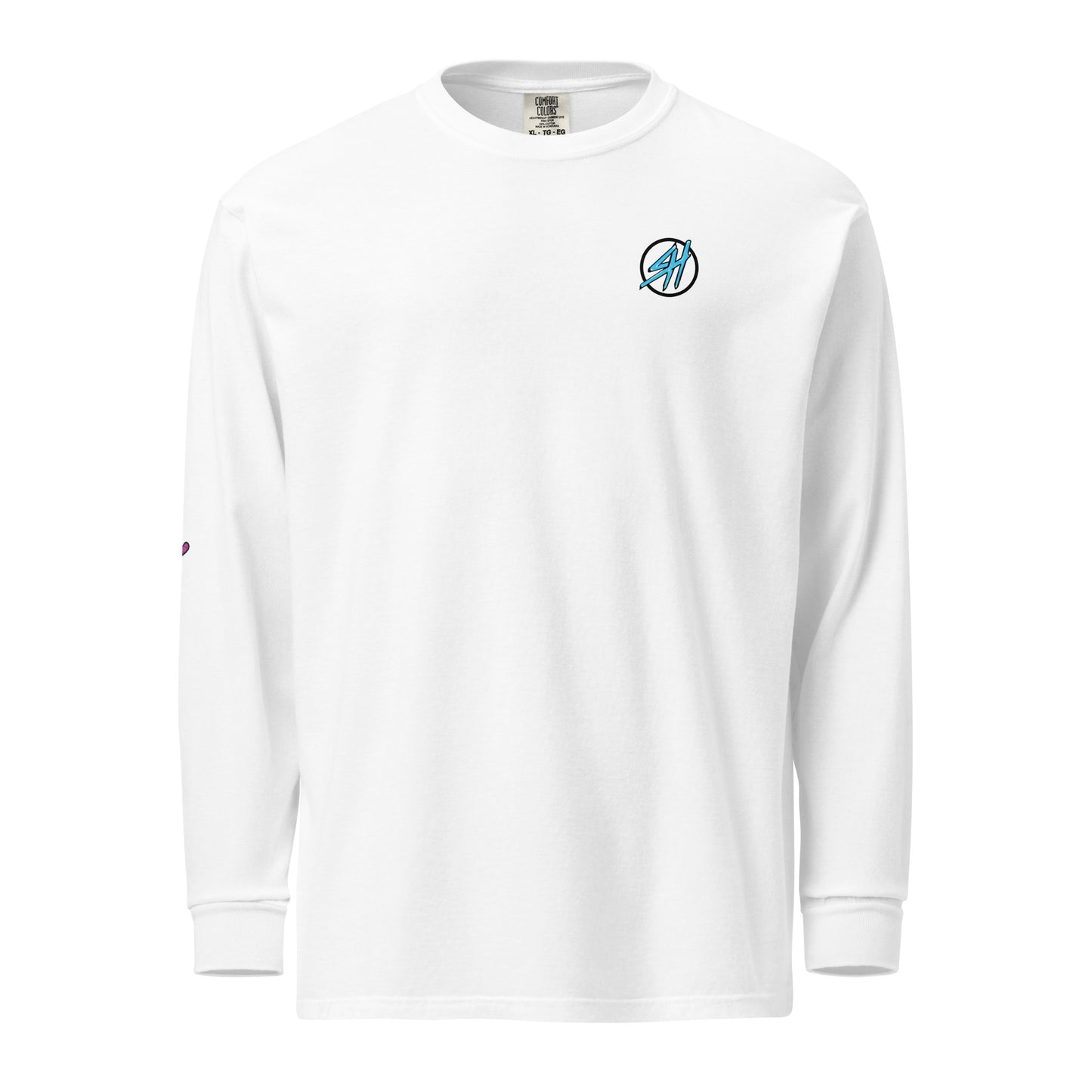 SideHit Vintage Logo Long Sleeve in White – garment-dyed graphic long sleeve shirt